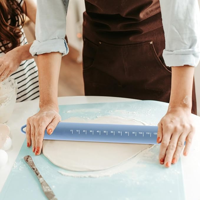Non Stick Dough Roller Pins for Baking,Silicone Rolling Pin with Steel Core 10.39"/26.4cm (Blue)
