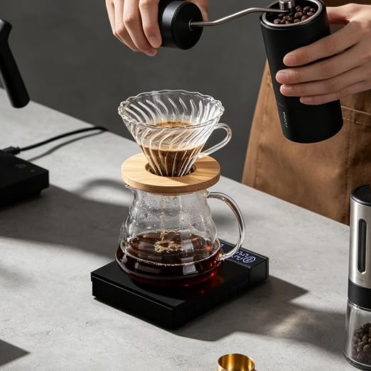 Coffee Scale with Auto Timer, 2kg/0.1g Accurate Scale for Espresso and Pour-Over Coffee, Water Flow Rate and Type-C Rechargeable, Digital Scale for Kitchen/Baking/Cooking, Black