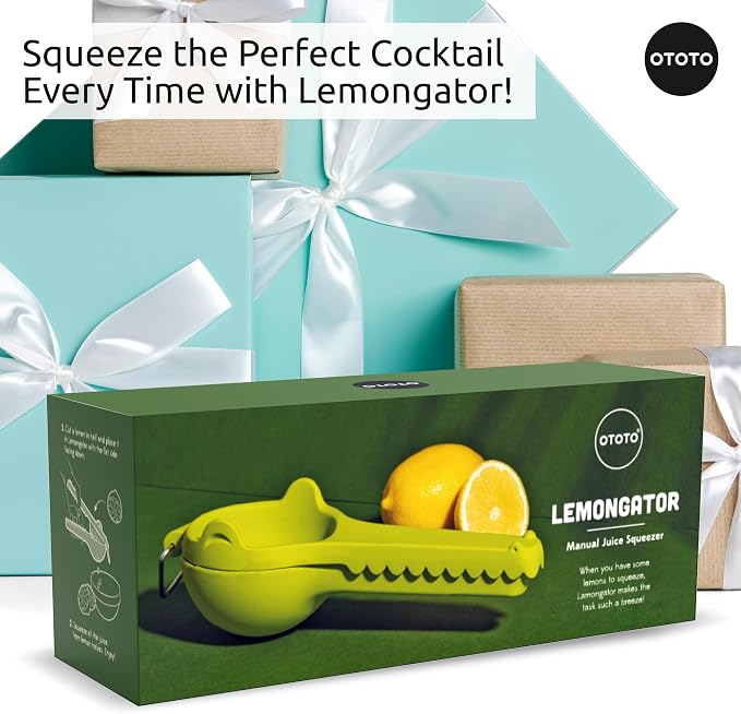 OTOTO Lemongator Lemon Juicer Hand - Easy to Hold Lemon Squeezer Manual for Lemon, Lime, Oranges - BPA Free, Dishwasher Safe Citrus Juicer Hand Press Manual - Fun Kitchen Gadgets & Tools