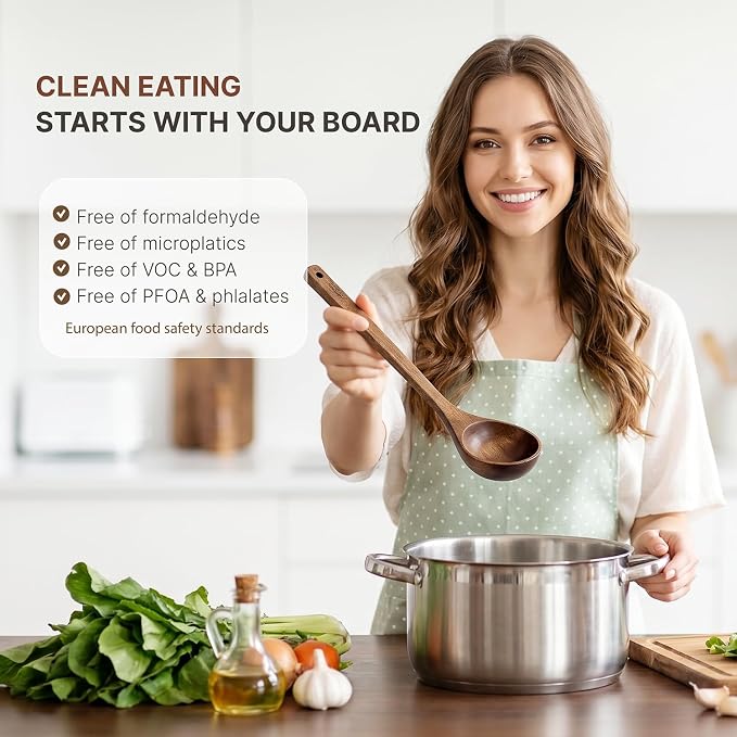 Koppen Dishwasher Safe Wooden Kitchen Utensils Set, 5 Pcs Acacia Wood Spoon Utensils for Nonstick Cookware, Resist Water Absorption & Crack Resistant, Long-Lasting, Non-Toxic for Everyday Cooking