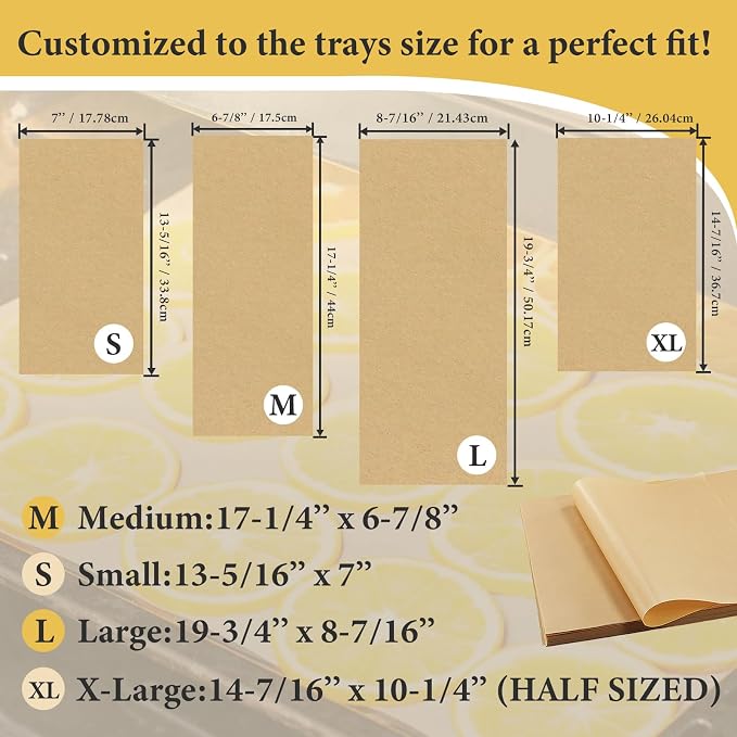 300 PCS Freeze Dryer Tray Mats for Harvest Right Dryer - Freeze Dryer Parchment Paper Set for Medium Trays - Non-Stick Baking Mats One-Off Parchment Paper Harvest Right Accessories (19.6" x 8.4")