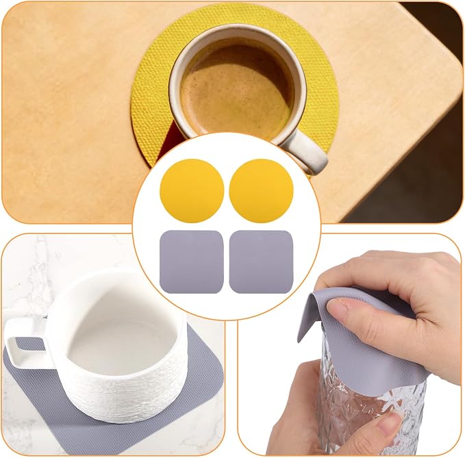 LUTER 4pcs Jar Opener Gripper Pad for Seniors with Weak Hands, Rubber | Multi-function Silicone Bottle Opener Lid Cap Rubber Gripper Pads Kitchen Coasters Gadgets, Yellow, Gray