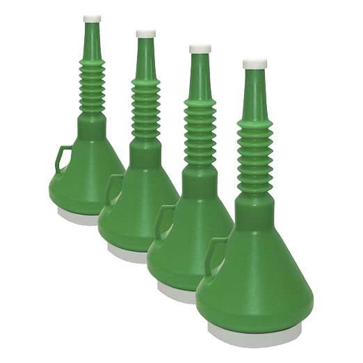 Funnel King 32140 1 1/2-Qt Double Capped Funnel - Green (13 1/4" Length), Multi, 1 1/2 Quart (Pack of 4)