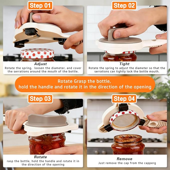 Jar Opener for Seniors Non-Slip Multi Lid Opener | Opens jars, bottles and lids with less effort Adjustable design fits multiple lid sizes Ideal for seniors and weak hands