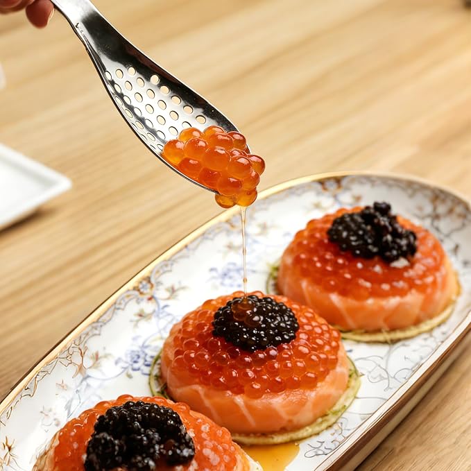 Spherification Spoon - Set of 6 Stainless Steel Spherification Spoon Molecular Mixologist Slotted Bar Spoon Kitchen - KICW0071 (6pcs Silver)