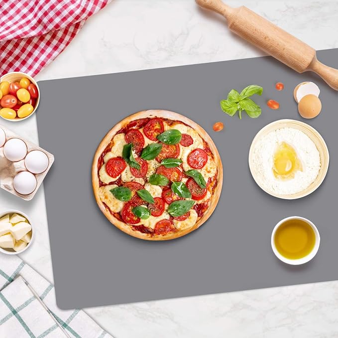 25“x17”x0.03“ Silicone Mats for Kitchen Counter, Large Silicone Countertop Protector, Nonskid Heat Resistant Desk Saver Pad, Multipurpose Mat, Placemat, Dark Gray