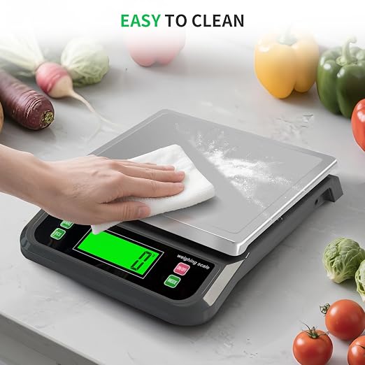Large Digital Kitchen Scale40kg Stainless Stee with 6 Unit Tare PCS Funtion | Food Scales 88lbs with LCD Display for Baking, Bread, Cooking, Meat, Vegetables, Farm with Adapter Grey