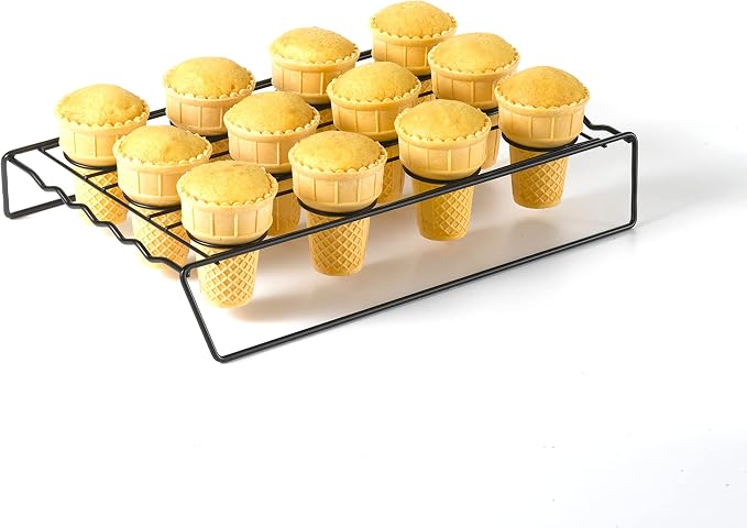 Nifty Ice Cream Cone Cupcake Baking Rack – Holds up to 12 Medium & Large Cupcake Cones, Non-Stick, Dishwasher Safe, Use for Baking, Cooling & Serving Treats