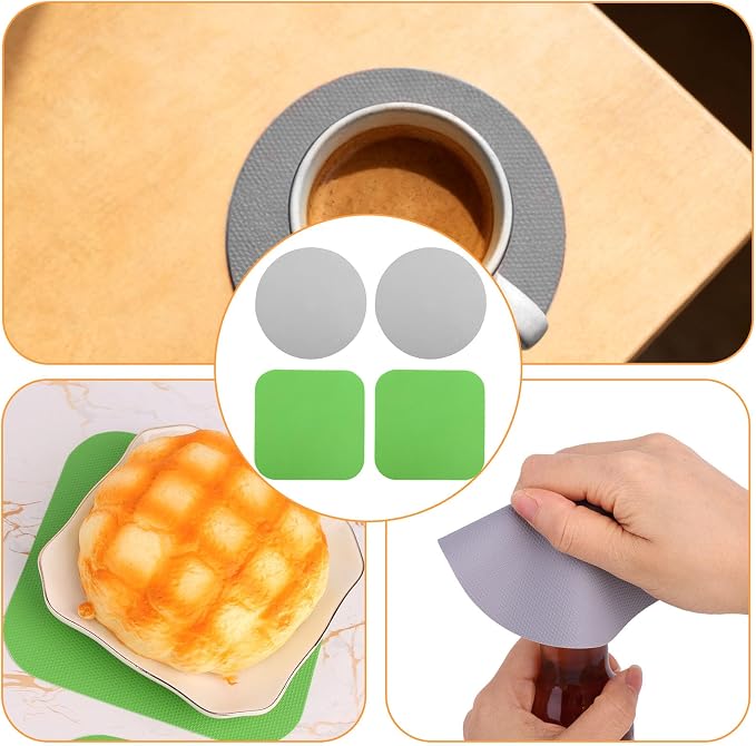LUTER 4pcs Jar Opener Gripper Pad for Seniors with Weak Hands, Rubber | Multi-function Silicone Bottle Opener Lid Cap Rubber Gripper Pads Kitchen Coasters Gadgets, Green, Gray
