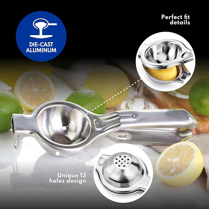 New Star Foodservice 43280 Commercial-Grade Stainless Steel Lemon Squeezer, Heavy Duty Citrus Juicer Press, Silver