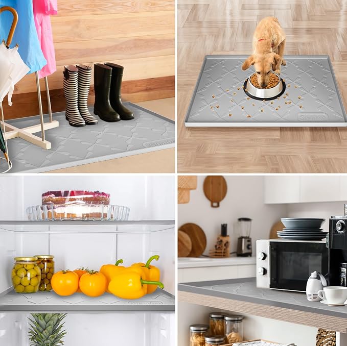 Waterproof Under Sink Mat 34" x 22", Silicone Mat Kitchen liner | BPA-Free Silicone Mat with Raised Lip Protects Cabinets from Leaks, Versatile Home Organizer for Bathroom, Pets, Boots, Floor