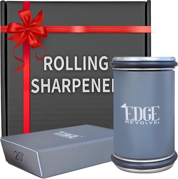 Rolling Knife Sharpener Kit, Magnetic 15° & 20° Angle Guides, Diamond & Ceramic Discs, Manual Rolling Knife Sharpener Tool for Razor-Sharp Kitchen gadgets, Chef & Outdoor Knives (Gray Blue)