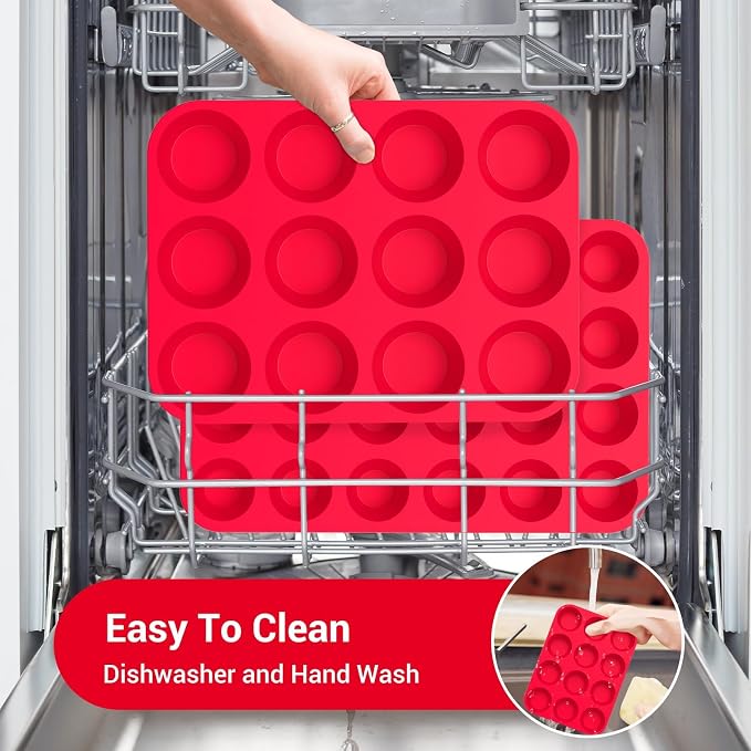 Redfly 3 Pack Silicone Muffin Pans for Baking & Cupcake Pan - 12 Cup Regular Size Silicone Molds, BPA Free Egg Bites Mold