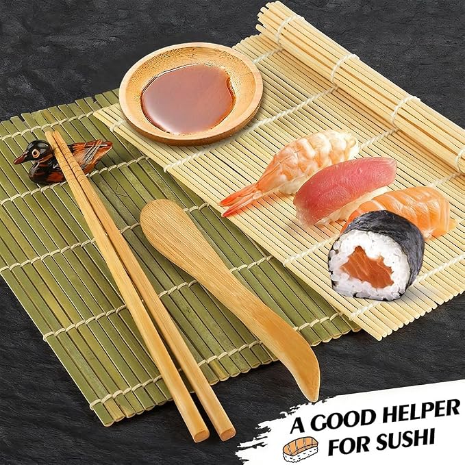 SmileTools Sushi Making Kit For Beginners - 22 Piece DIY Sushi Roller Kit with Bamboo Sushi Rolling Mat, Sushi Bazooka, Chef's Knife, Chopsticks, Holder - Best Starter Sushi Kit (Pink)