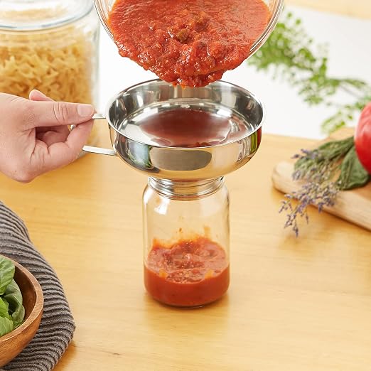 RSVP International Endurance Canning Collection Non-Reactive 18/8 Stainless Steel, Dishwasher Safe, Funnel, 2-1/4"
