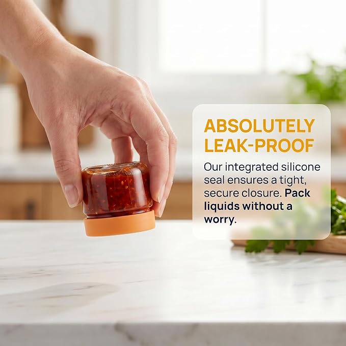 2oz Glass Dressing Containers With Lids, Sauce Jars for Lunch, 12pk | Airtight ,BPA Free,Perfect for to go lunch box Accessories , Dishwansher safe