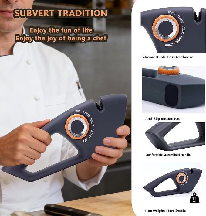 5 in 1 Versatile Manual Knife Sharpener, 5 Stages Knife Sharpeners Professional Chef's Kitchen Knife Accessories, Kitchen Blade & Scissors Sharpening Tool, Easy to Use, for Kitchen Knife