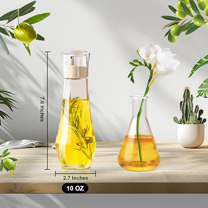 Summark Diamond Olive Oil Dispenser Bottle,Oil and Vinegar Dispenser for kitchen,Elegant Glass Cooking Oil Dispenser,Dispenser Bottle of 10 OZ - Set of 2