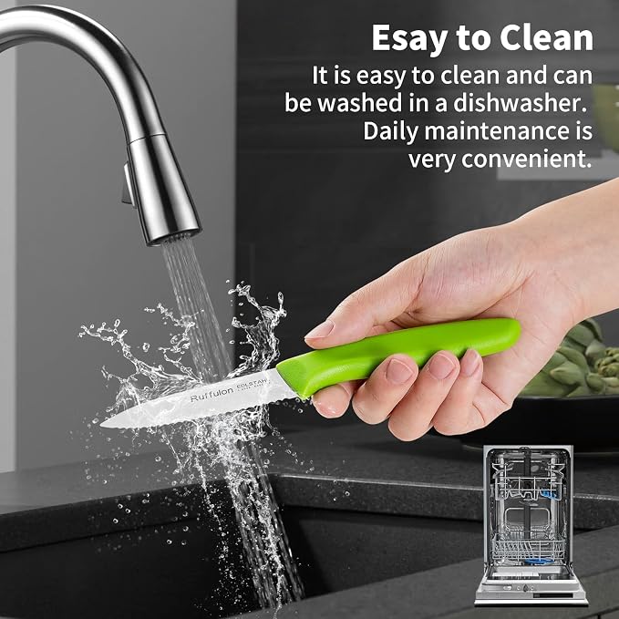 Stainless Steel Paring Knife With Serrated Blade, 6 Pieces Set Vegetable and Fruit Knife, Ultra Sharp Small Kitchen Knife, Colorful Paring Knifves with PP Plastic Ergonomic Handle.