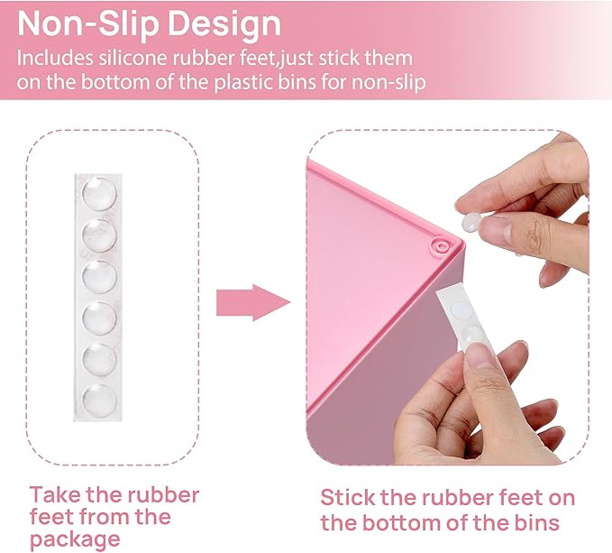 Vtopmart 4 Pack Small Clear Stackable Storage Drawers, Pink | Bathroom Makeup Accessories Organizer, Plastic Bins For Desk, Vanity, Undersink, Medicine Cabinet ,Home Organization