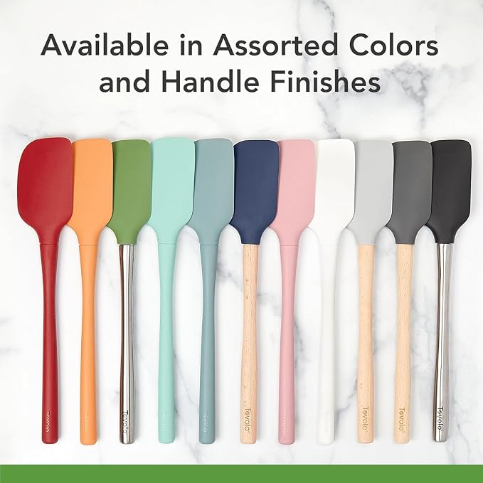 Tovolo Spoon Spatula Spoonula with Stainless Steel Handle Ergonomic Grip Apricot Orange, Silicone Scoopula Kitchen Utensil Non Scratch Easy Clean Dishwasher Safe Heat Resistant Scoop Spatula