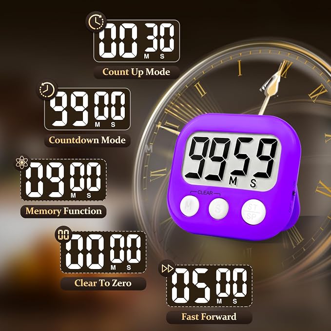 24 Pack Digital Kitchen Timer Small Classroom Timers for Kids Teachers (Blue&Purple)