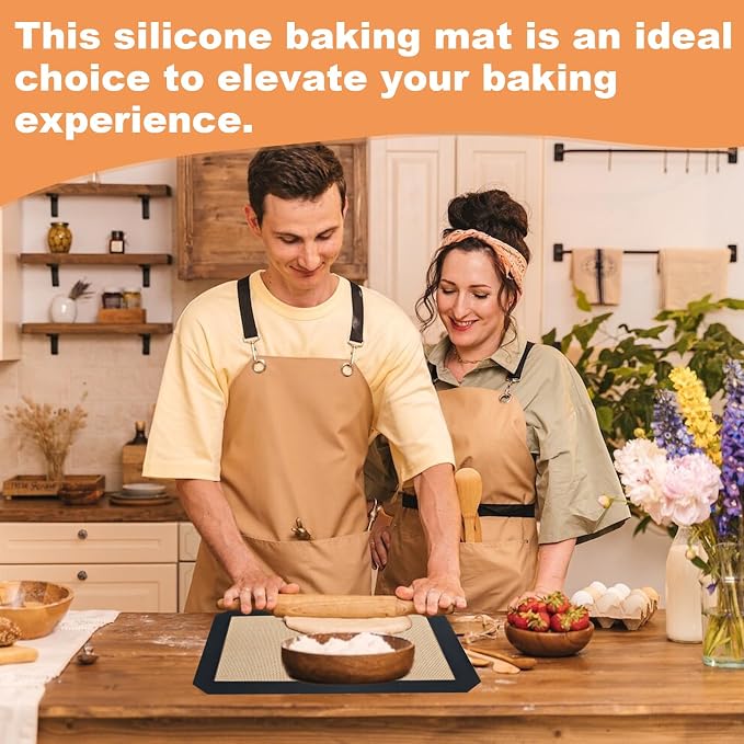 Silicone Baking Mat,Silicone Mat,2 Pack Reusable Non-Stick Baking Mat,Food Safe Silicone Mats for Baking, Oven Baking Sheet for Making Cookies, Macaroons, Bread,(11.8"L x 8.3"W)