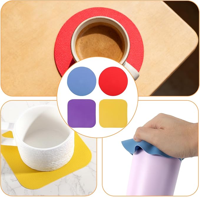 LUTER 4pcs Jar Opener Gripper Pad for Seniors with Weak Hands, Rubber | Multi-function Silicone Bottle Opener Lid Cap Rubber Gripper Pads Kitchen Coasters Gadgets, Blue, Red, Purple, Yellow