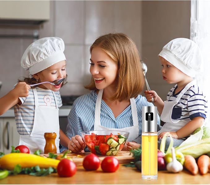 ZENG Glass Oil Sprayer for Cooking, 1.0 ml, Portable, Reusable, Round, Hand Wash Only, Olive Oil Spray for Salad, BBQ, Kitchen Baking