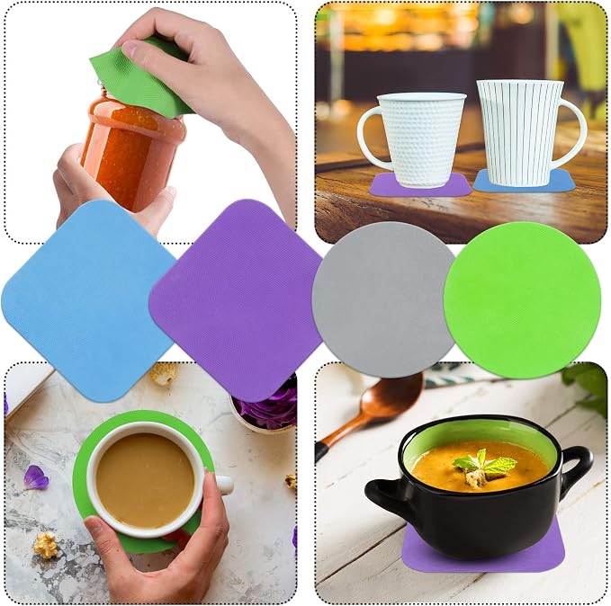Jar Opener Gripper Pad, 4pcs Rubber Jar Grippers Lid Jar Opener for Seniors | Non Slip Lid Jar Opener for Seniors with Arthritis Weak Hands -Non Slip Kitchen Coasters