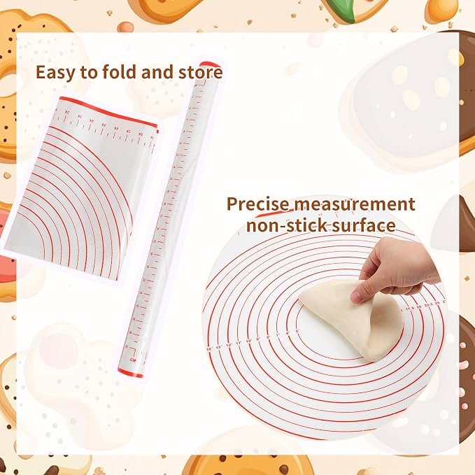 Qinyoung 20 Pcs Rolling Pin Set Include 2 Classic Wood Dough Rollers 16 Adjustable Thickness Guide Rings 2 Pastry Mats Non slip Silicone Baking Essentials for Fondant Pasta Bread Pizza Pies Cookies