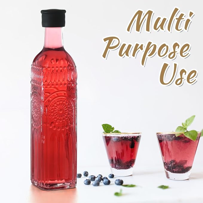 1-Pack Glass Oil Dispenser 500ML/17OZ, Vinegar Bottle with Stainless Steel Pourer, Brush, Funnel, Seal Cap (Sunflower)