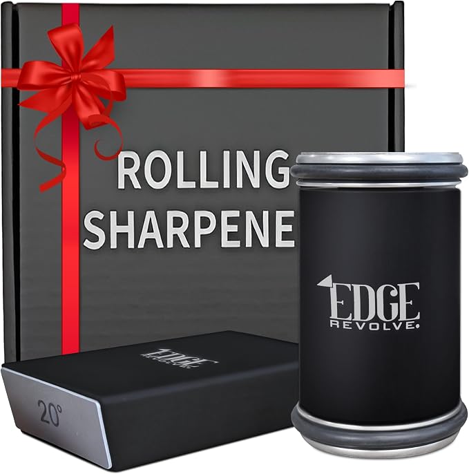 Rolling Knife Sharpener Kit, Magnetic 15° & 20° Angle Guides, Diamond & Ceramic Discs, Manual Rolling Knife Sharpener Tool for Razor-Sharp Kitchen gadgets, Chef & Outdoor Knives (Matte Black)