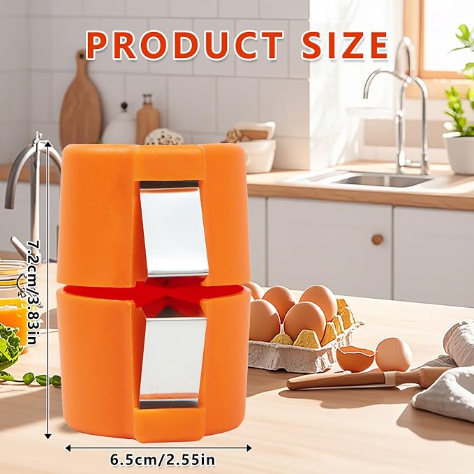 Egg Shell Opener, 2025 New Egg Cracker for Raw Eggs, Hard Boiled Egg Peeler Stainless Steel Egg Cutter Egg Cracker Tool for Raw Eggs, Handheld Eggs Breaker Kitchen Gadgets (Orange)