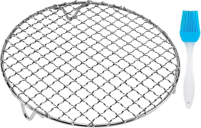 Round Cooling Rack Stainless Steel Cross Wire Barbecue Grill Net Racks with 3 Legs for Cooking Baking Steaming (8.25 inches)