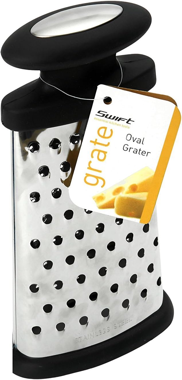 Dexam 23 cm/ 9-inch Soft Grip Oval Grater with Non-Slip Base, Silver