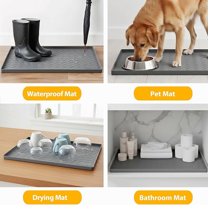 TigeJoy Under Sink Mats for Kitchen Waterproof 31" x 22", Cabinet Liner | Leak-Proof Silicone Mat Sink Protector, Kitchen Essentials Organizer and Storage,Boot or Shoe Tray, Pet Feeding Mat