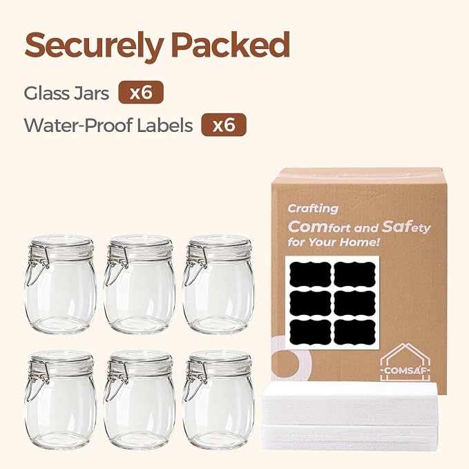 ComSaf Round Glass Jars with Airtight Lids 25 oz 6 Pack Pickling | Flour sugar rice, Preserving canning, Pantry organization, Kitchen storage, Dry goods, Sourdough fermenting, Mason jars