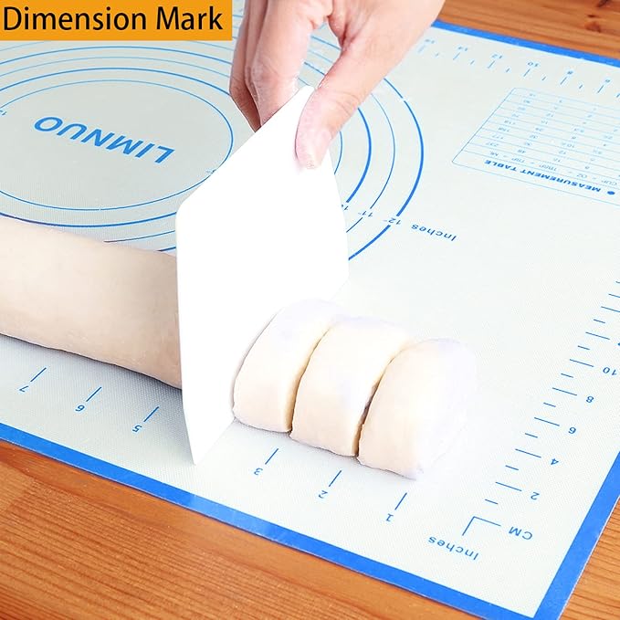 Silicone Baking Mat,Non Stick Rolling Dough with Measurements for Pie Pizza Cookies Fondant Making,Extra Thick Non Slip Silicone Pastry Mat (Blue, XXL-24"×32")