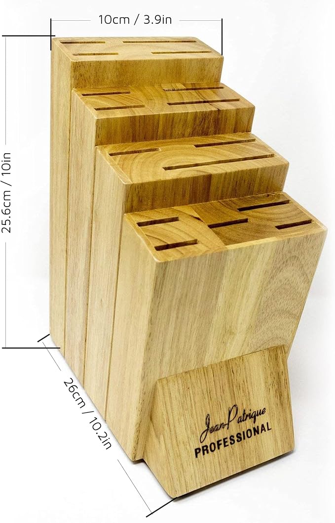 Jean-Patrique 16-Slot Chef Universal Knife Block Without Knives - Durable Wooden Storage - Kitchen Space Saver