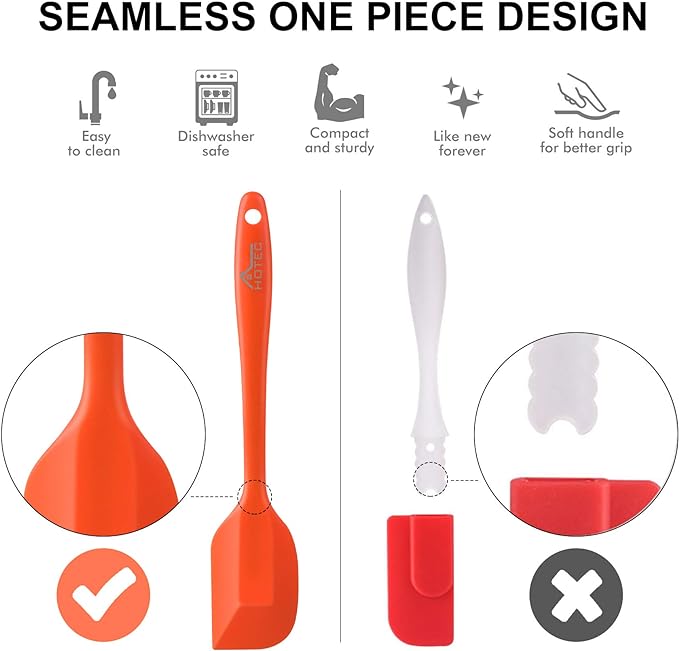 Hotec 5 pieces Silicone Basting Pastry Brushes +Hotec 9pieces Silicone Spatulas Non stick High Heat Resistant