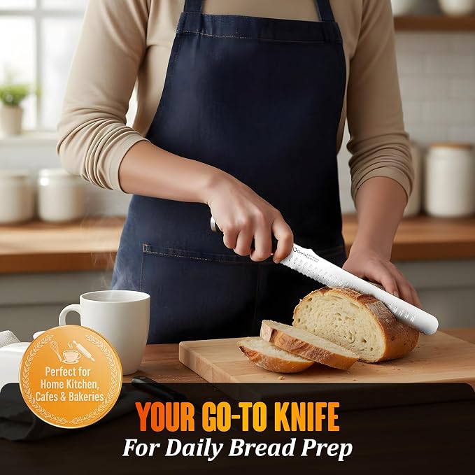 Bread Knife 10.6 Inch Serrated Blade for Homemade Sourdough Bread Ultra Sharp Stainless Steel Full Tang with Ergonomic Handle Artisan Professional Series with Luxury Gift Box