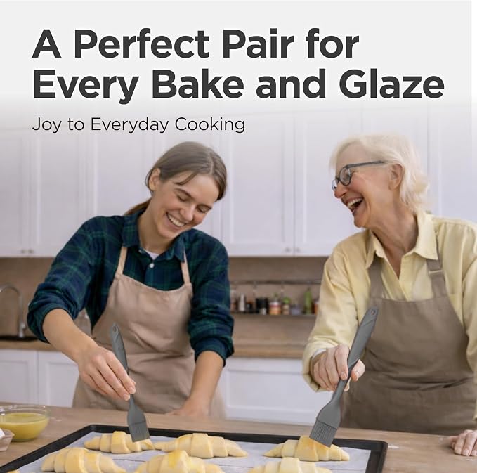 Kitchen Mama WaltzGrip Platinum Silicone Basting Pastry Brush, Metal Gray | Heat-Resistant, For Cooking, Baking, Grilling, Spreading Oil or Butter, Dishwasher-Safe