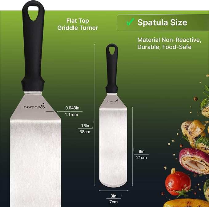 Anmarko Stainless Steel Spatula with Plastic Handle, Pancake Flipper, Kitchen Cooking Tool