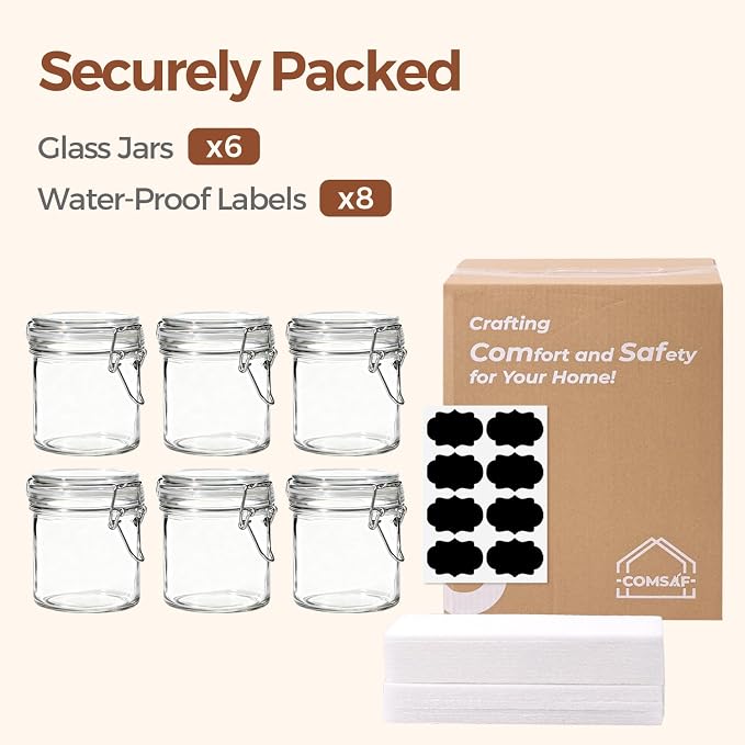ComSaf Small Mason Glass Jars with Airtight Lids 8 oz 6 Pack Pantry | Jelly spice jar, Sourdough discard, Jam jelly honey, Spice rack cabinet organization, Seasoning herbs powders