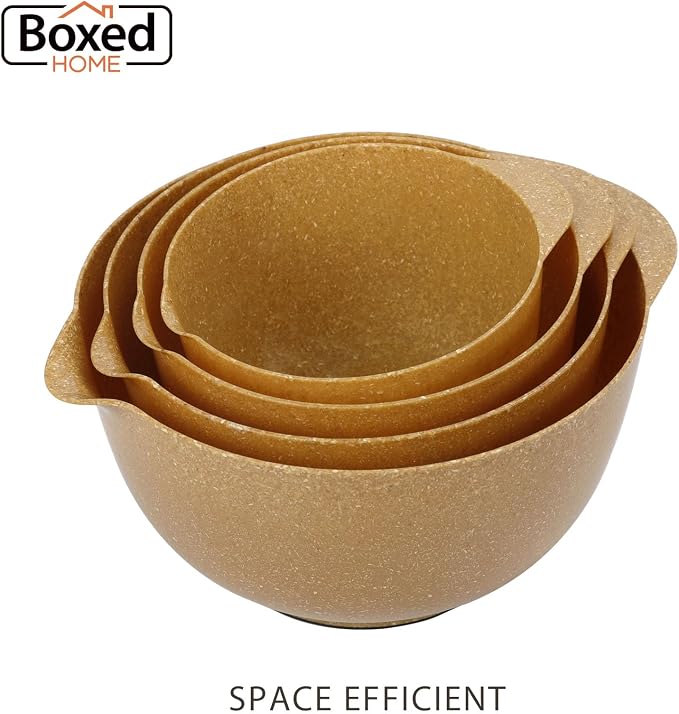 BoxedHome 4.5 Quart Large Plastic Mixing Bowls Set, Microwave Safe,4 Piece | BPA Free Plastic,Non-Slip Stackable Bowl for kitchen Baking,Salads,Meal Prep,RV,Camping,Set of 4 Size 1.7, 2.5, 3.5 and 4.5qt