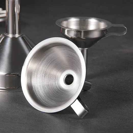 Small Funnels for Filling Bottles, Stainless Steel Small Kitchen Funnel Set of 3, Food Grade Mini Funnels for Kitchen Use Filling Bottles Liquor Flask Tiny Spice Cooking Powder Water 3in&2.2in&1.8in