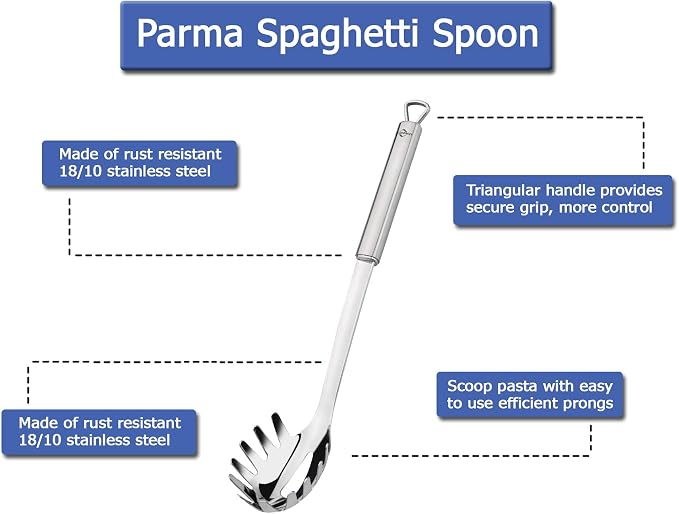 Kuechenprofi Parma Spaghetti Spoon, 12.5", Silver