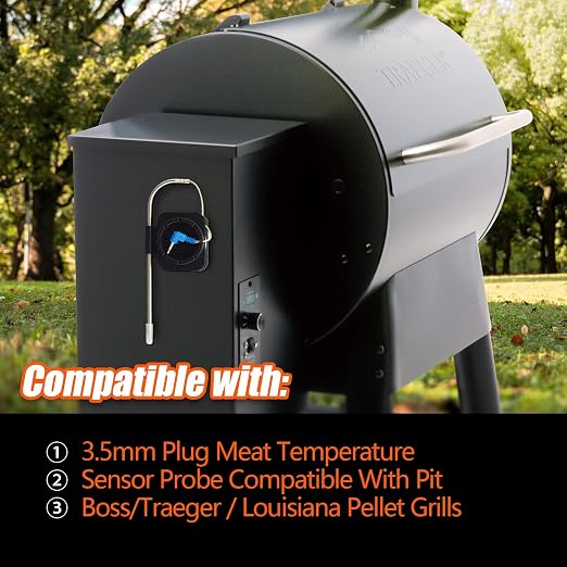 2 Pack 3.5mm Plug Meat Temperature Sensor Probe with 2Pcs Magnetic Thermometer Probe Organizer Compatible with Pit Boss Traeger Louisiana Pellet Grills