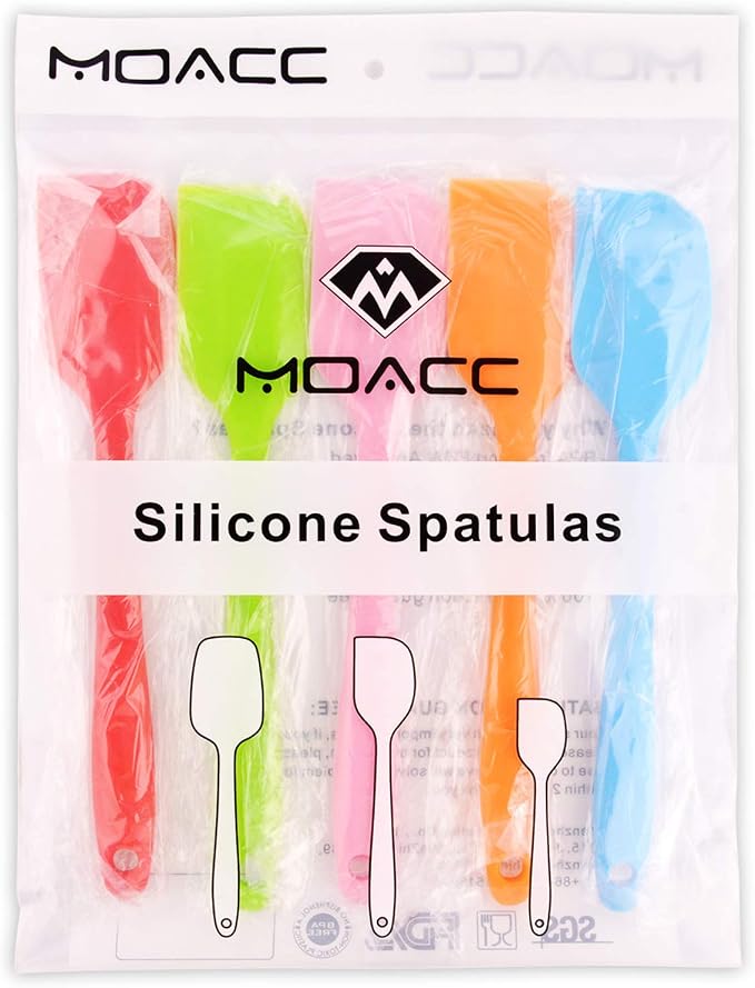 Silicone Spatulas, Small Rubber Spatula With Solid Stainless Steel Core One Piece Design Heat Resistant Non-Stick Flexible Scrapers for Mixing Cooking Baking(5 piece)